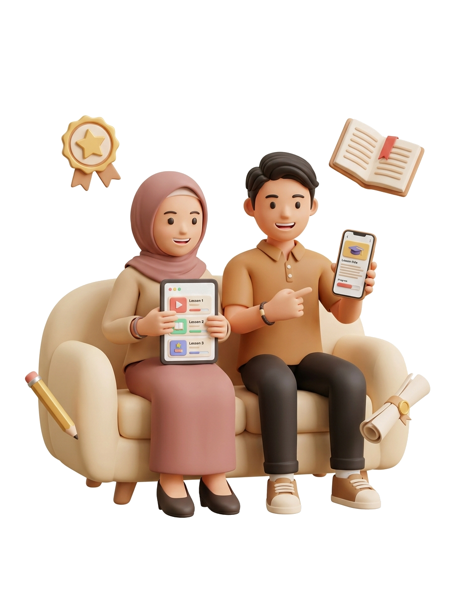 Ilustrasi Peserta Didik Belajar Digital Aura LMS